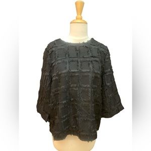 H&M, black, windowpane, top, size 12